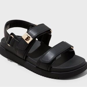 Black Sandals with Gold Accents